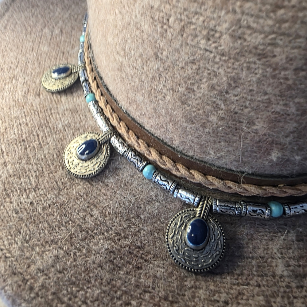 ALTAR'D STATE Tan Wool Hat with Beaded Band (One Size) - Picture 3 of 10